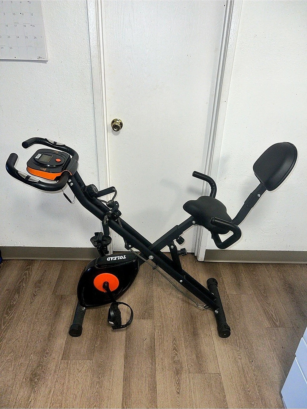 Tolead Folding Exercise Bike 3-in-1 Stationary Bike in Black & Orange